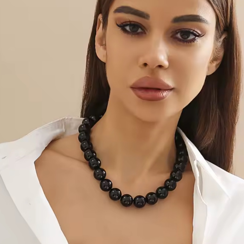 Black Beaded Choker Necklace Trending - Picture 6 of 6